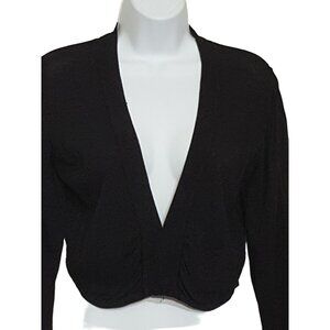 Sangria Women's  Open Front Black Cropped Cardigan Sweater Shrug M